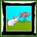 Shy bunny throw pillow
