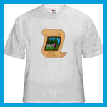 Wolf and a kind woodsman on a humane T-shirt