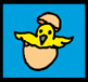 A children's free game from Baby Bird Productions. Symbol for a children's game with animated birds that start and stop. A chick pops up in an egg.