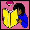 Children's stories and fairy tales from Baby Bird Productions. Logo for a children's free educational activity about reading and writing skills. A child reads a book.