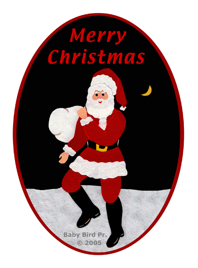This Santa Claus picture appears on children's clothing, baby clothes, adult clothing and Christmas gifts.