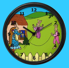 Edwardian rabbits kid's wall clocks