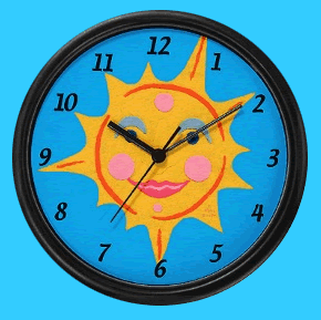 Happy sun wall clock for a child