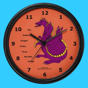 Three-headed dragon wall clocks for children