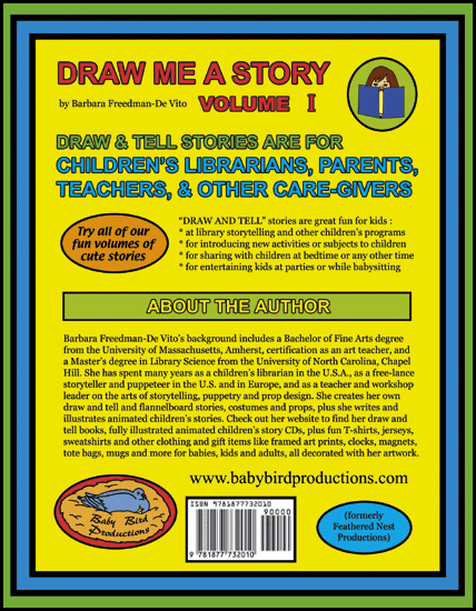 Draw and tell stories back cover for Draw Me a Story series