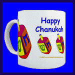 Hanukkah Gifts: dreidels mugs.