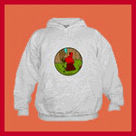 Children's hooded sweatshirts with Little Red Riding Hood pictures.