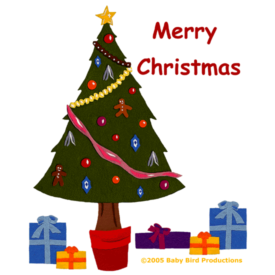 Merry Christmas tree pictures appear on children's clothing, baby clothes, adult clothes and Christmas gifts.