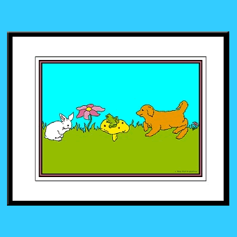 Animal friends kids wall art framed prints