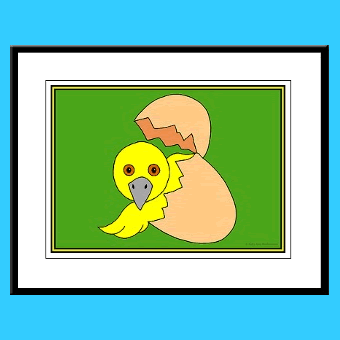 Hatching chick kids wall art framed prints