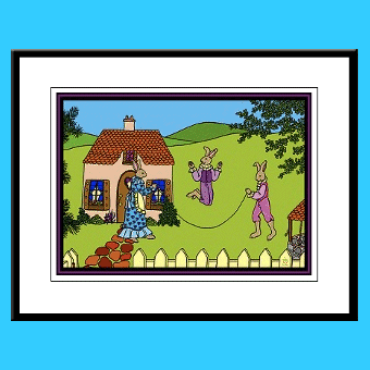 Edwardian rabbits kids wall art framed prints