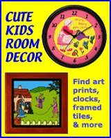 Kids room decor like art prints and wall clocks